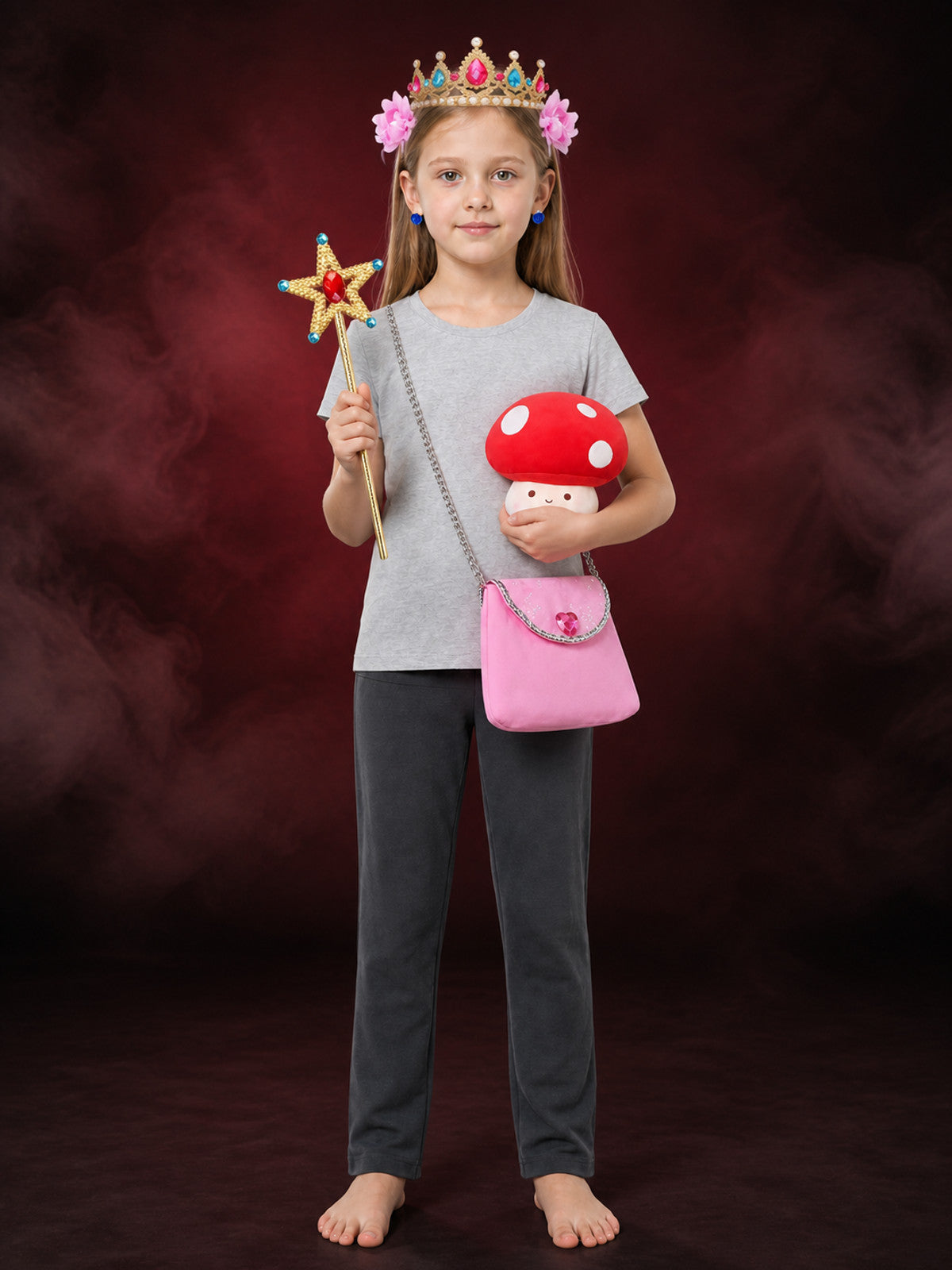 Girls Princess Halloween Costume Accessory Set With Crown, Wand, Purse And main product view