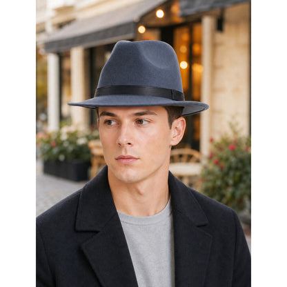 Carnival fedora hat with a short brim and ribbon lifestyle view