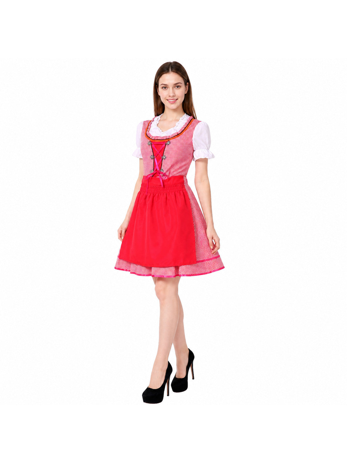 Historical Plaid Role-Playing Costume with Apron