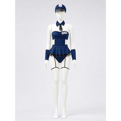 Police Costume with Short Skirt and Cap Costume Headwear detail