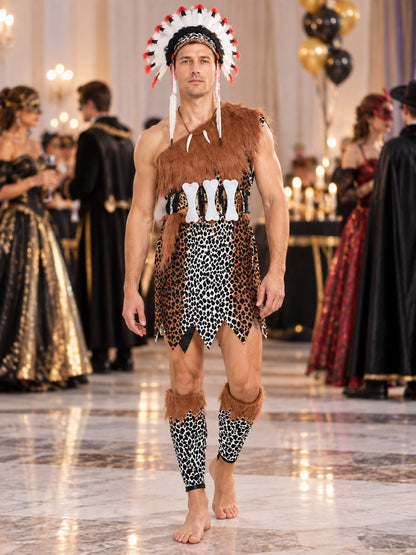 Carnival Savage Costume with Leopard Print and Fringe
