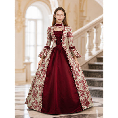 Vintage Dress with an Ornate Pattern and Full Sleeves