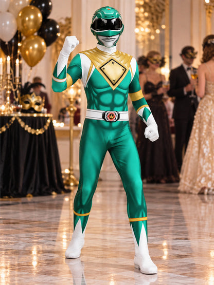 Green Cosplay Costume Jumpsuit with Gloves and Helmet