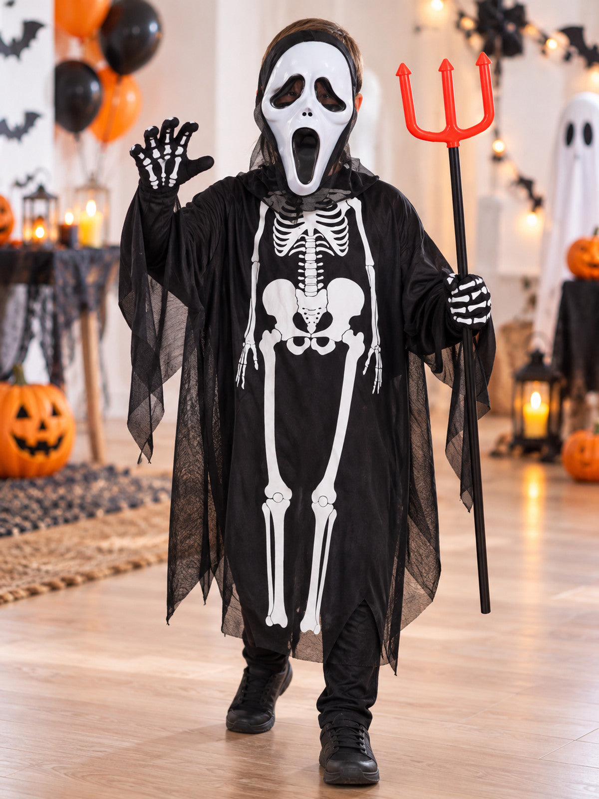 Skeleton Costume with Mask and Trident lifestyle view