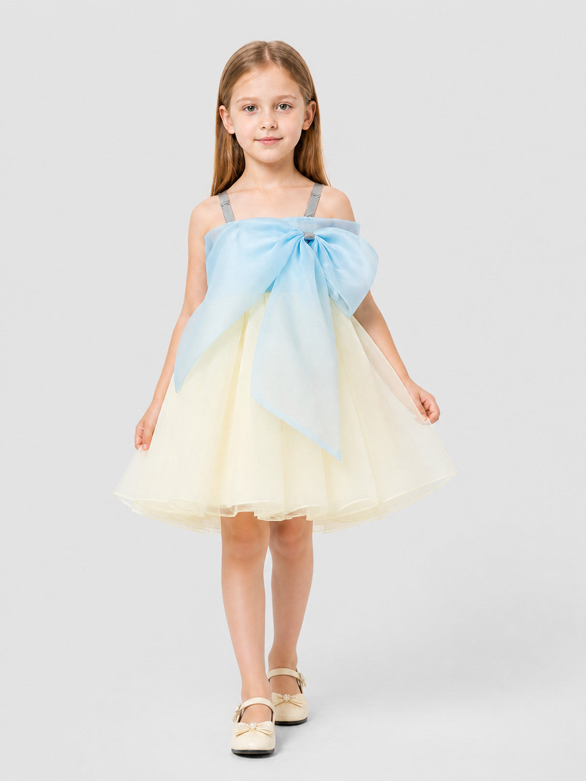 Princess Dress with a Full Layered Skirt and Bow Costume Dresses detail