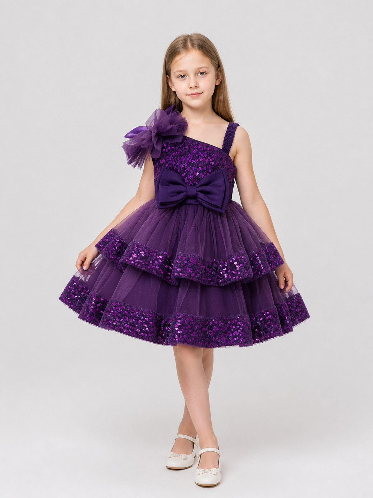 Festive Princess Dress with Sequins and Bows