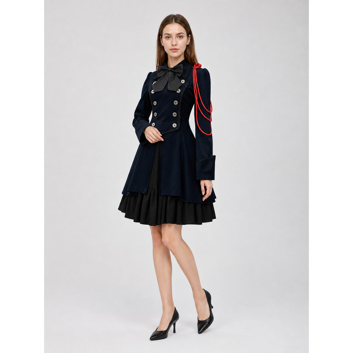Gothic Steampunk Dress with Bow and Collar