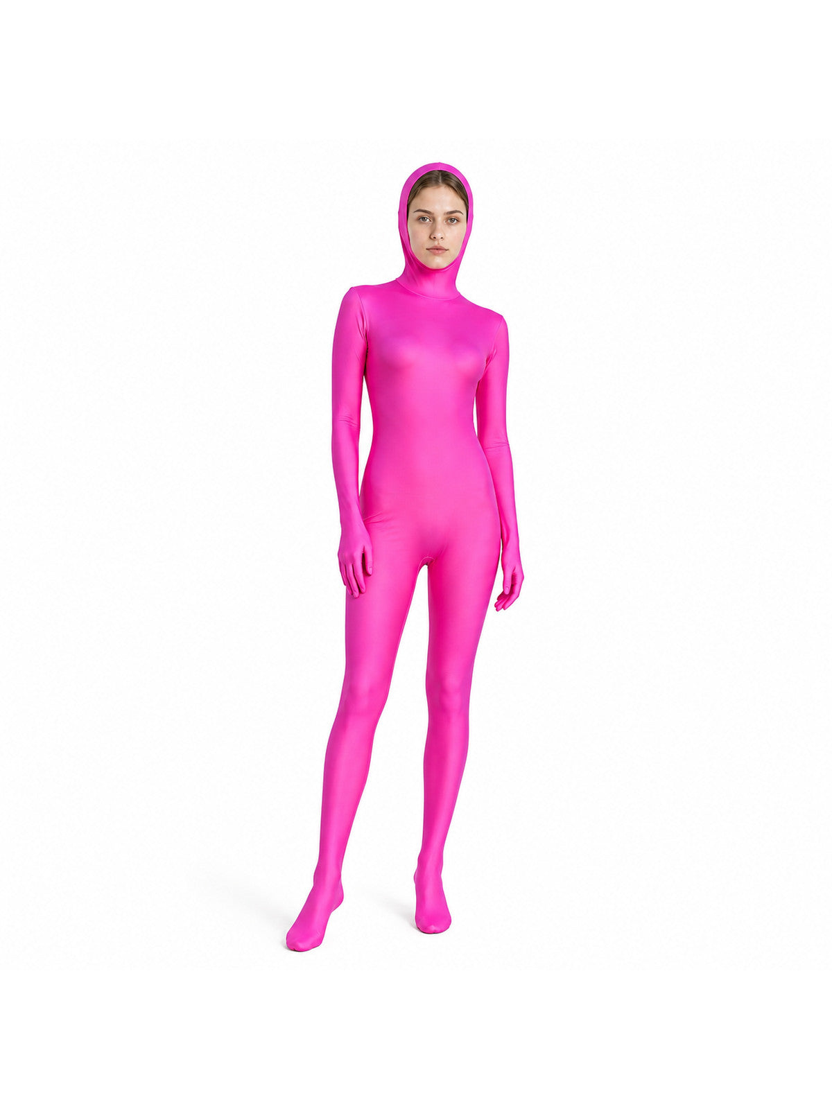 Bright Pink One-Piece Hooded Jumpsuit