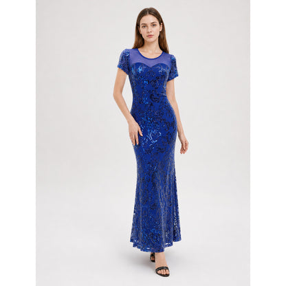 Long Evening Dress with Sequins and Pattern Costume Dresses detail