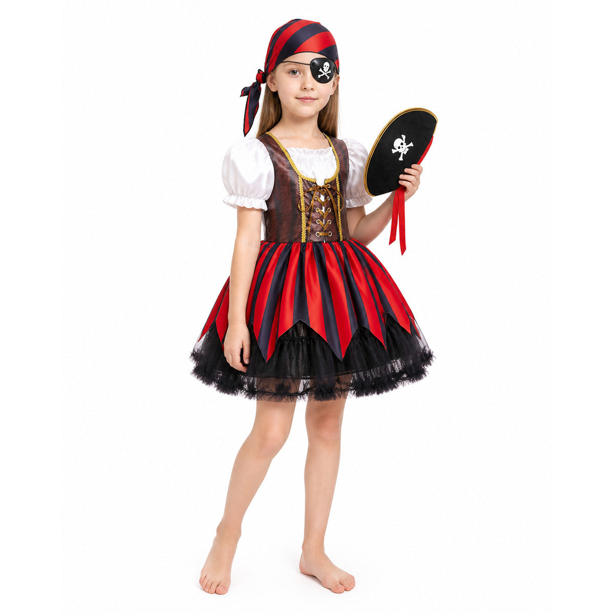 Pirate Costume for Girls with Dress, Hat, and Eye Patch Costume Dresses detail