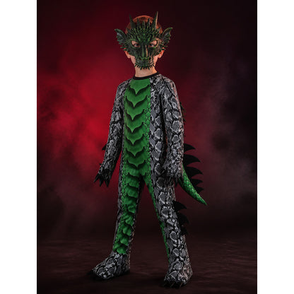 Dinosaur Dragon Jumpsuit Costume With Mask, Wings, Tail And Spikes main product view