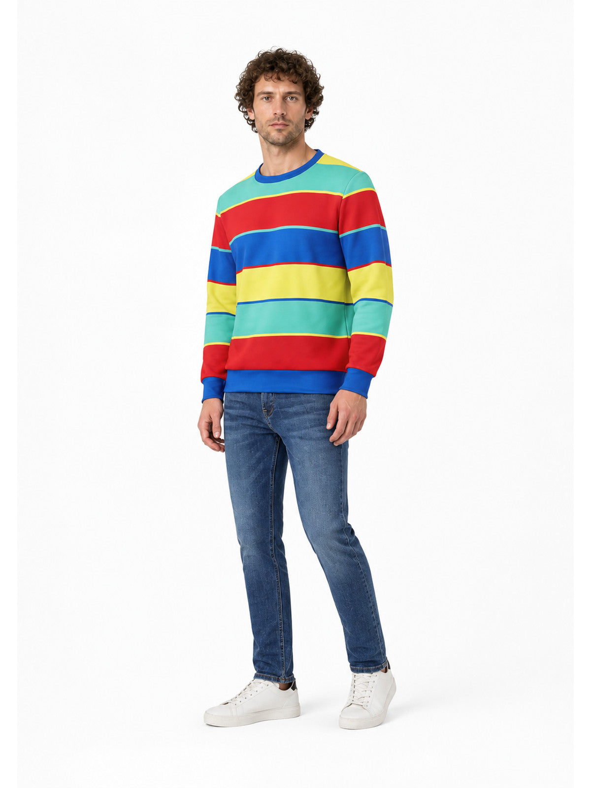 Wide-Stripe Crew-Neck Long-Sleeve Top