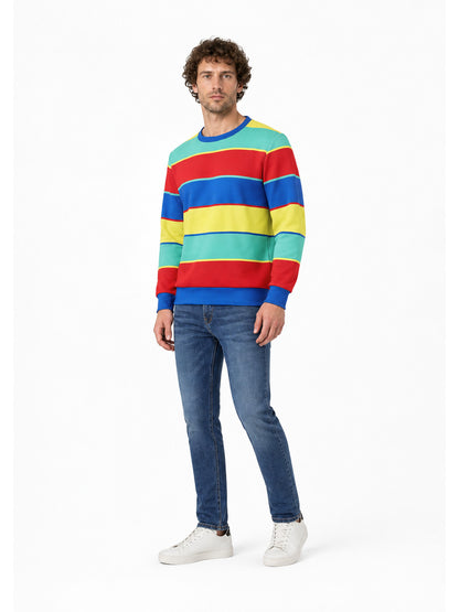 Wide-Stripe Crew-Neck Long-Sleeve Top