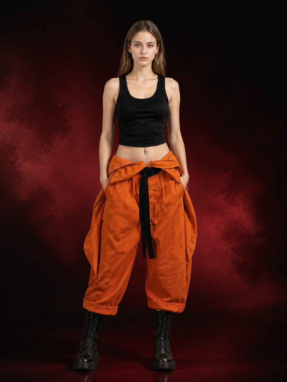 Orange Prisoner Costume Jumpsuit With Black Vest, Couples Cosplay Halloween