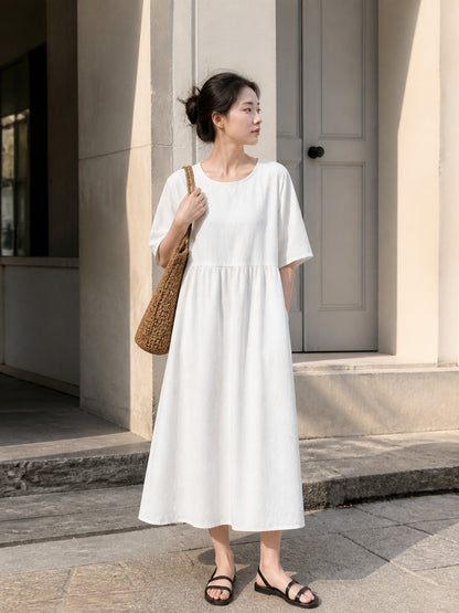 Long A-line Dress with a Round Neckline Costume Dresses detail