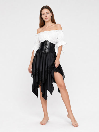 The set features a theatrical pirate style and consists of a white cropped
