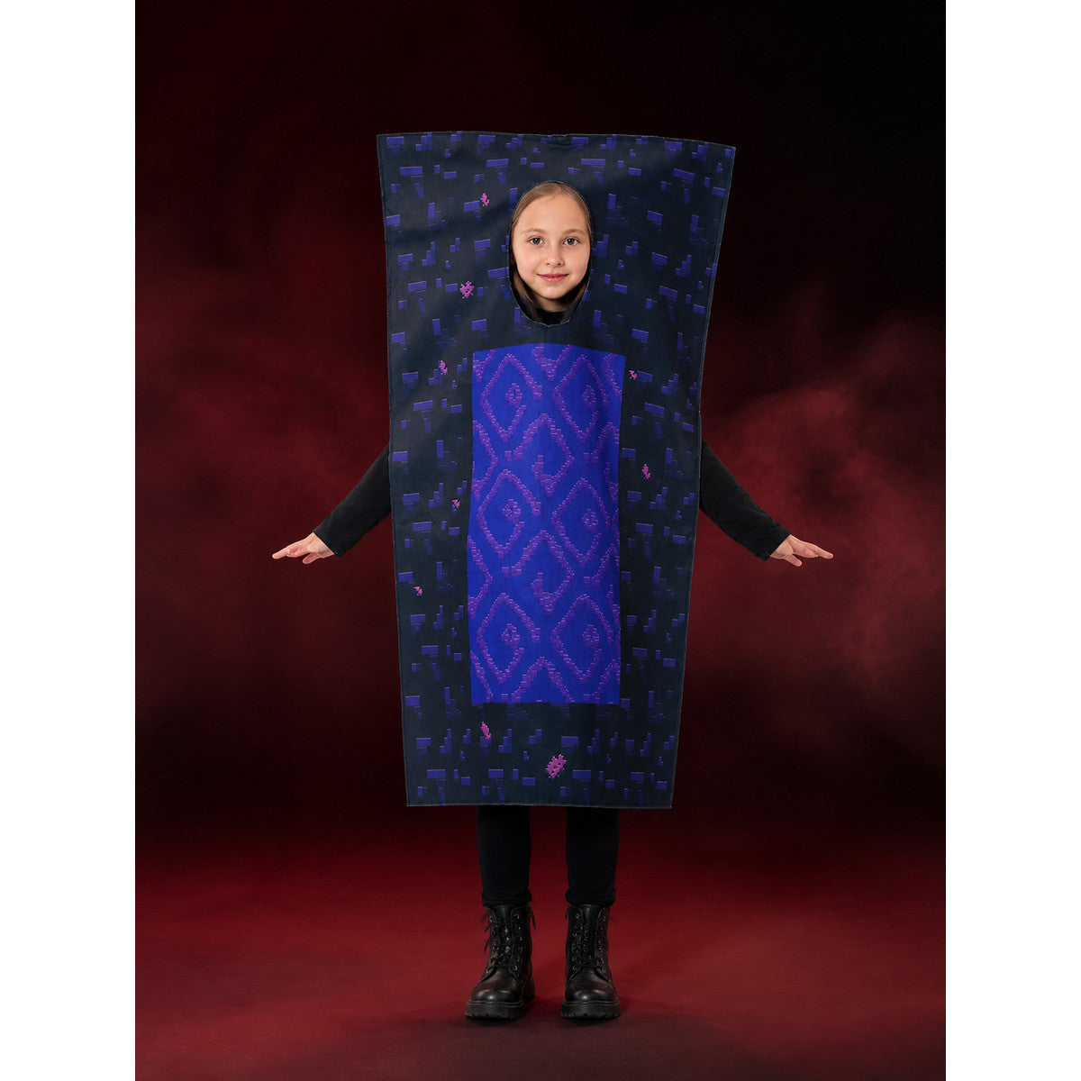 Children's Nether Portal Costume Jumpsuit, Purple Pixel Block Halloween Outfit main product view