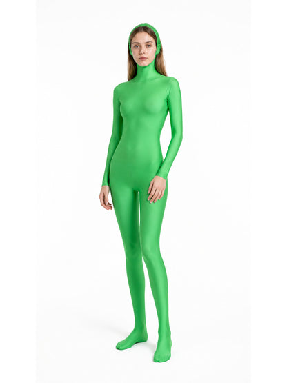 Green hooded zentai bodysuit with covered hands product detail