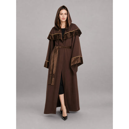 Dark Brown Hooded Costume Cloak lifestyle