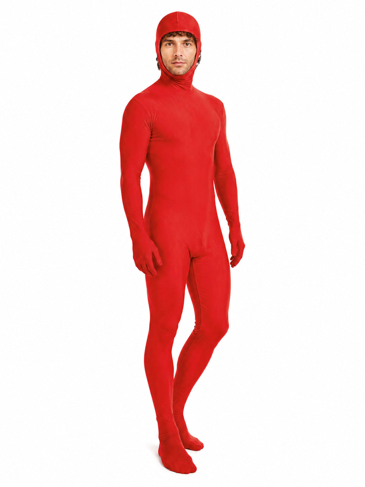 Red Zentai Suit with Open Face and Hood
