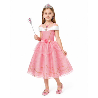 Pink Princess Costume with Crown and Magic Wand Costume Headwear detail