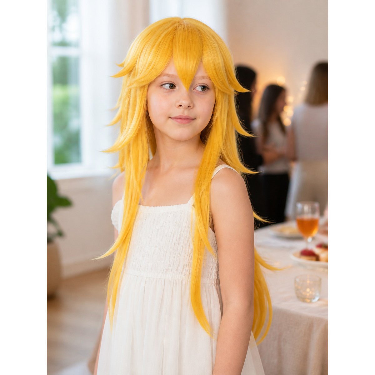 Golden Carnival Wig for Halloween and Cosplay lifestyle view