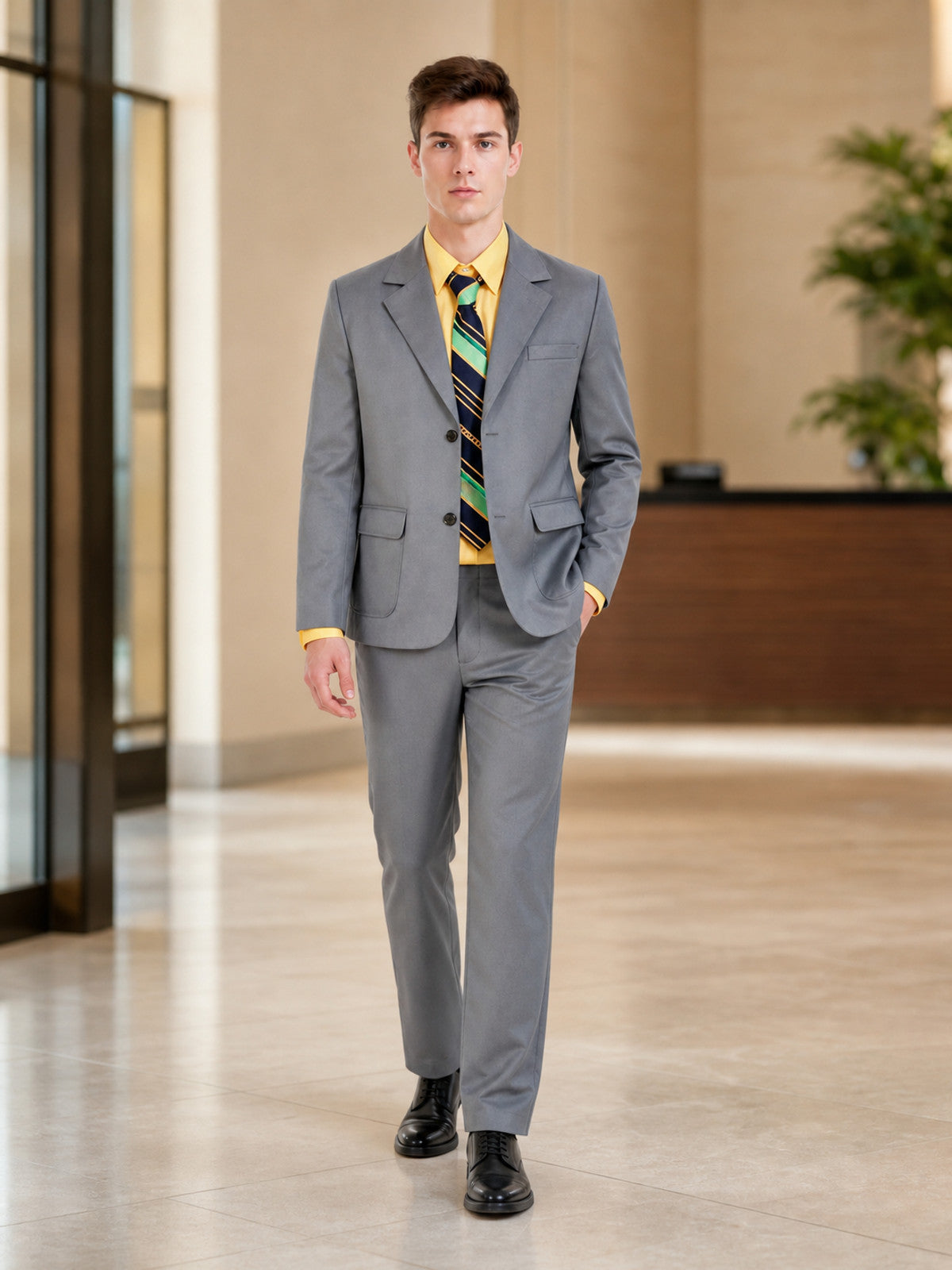 Joker 2 Cosplay Costume: Gray Jacket and Pants lifestyle view