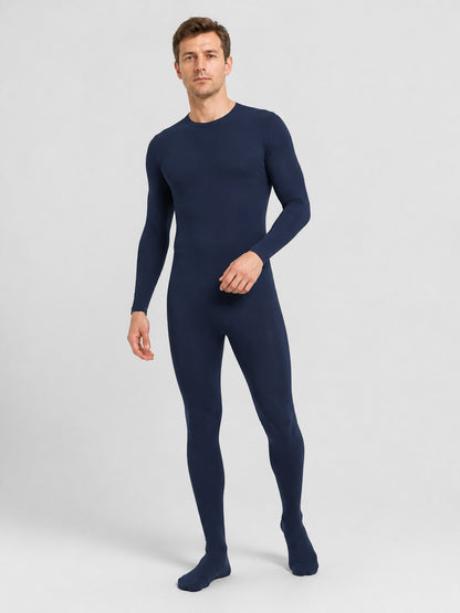 Dark Navy Blue Skin-Tight Zentai Jumpsuit with Feet product detail