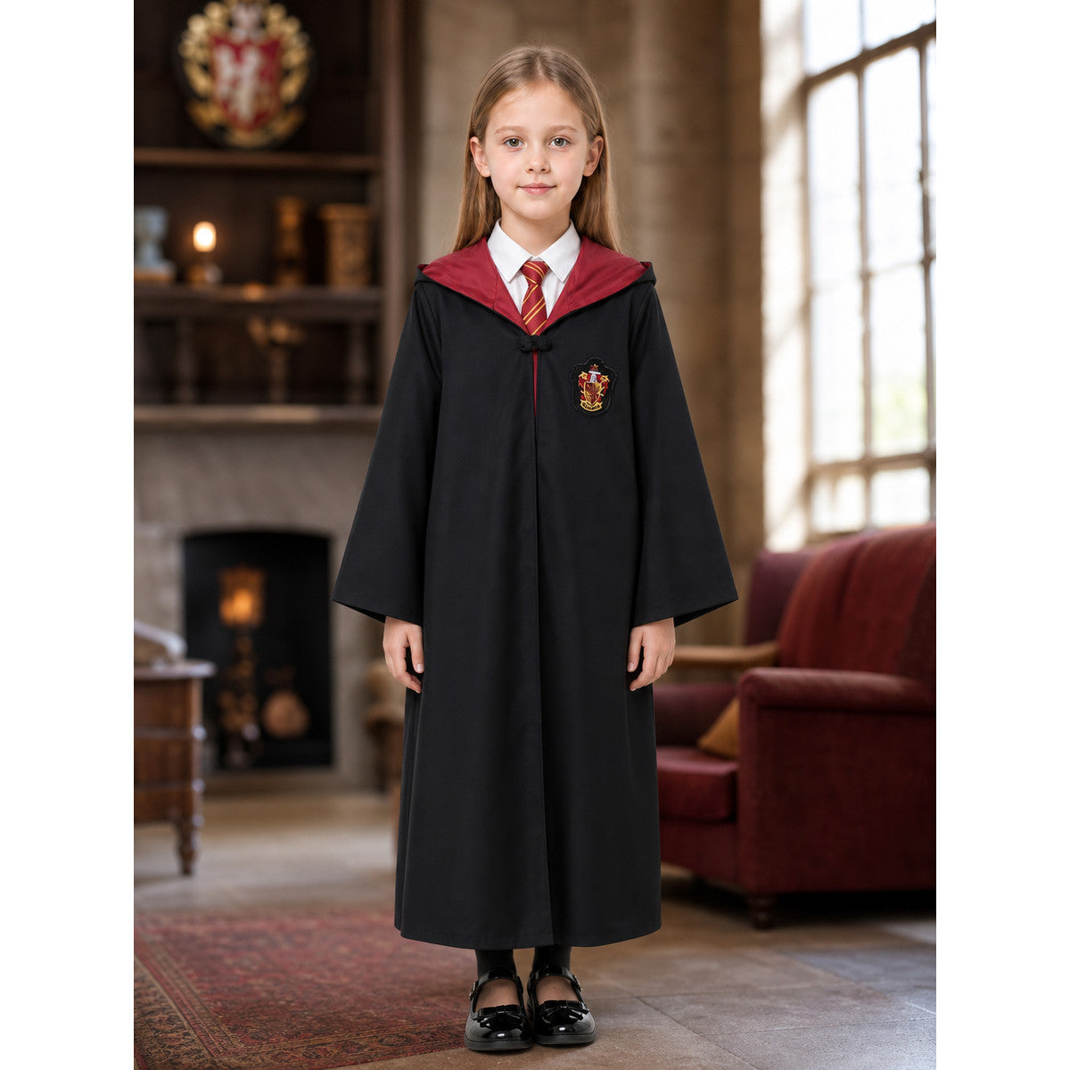 Wizard School Costume Robe with Hood and Tie lifestyle view