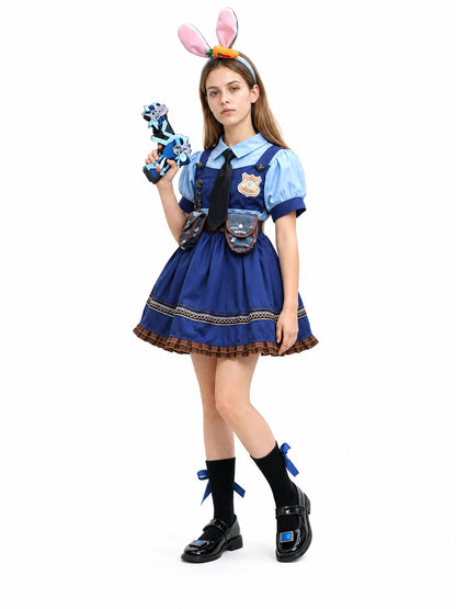 Halloween Bunny Police Officer Costume Dress