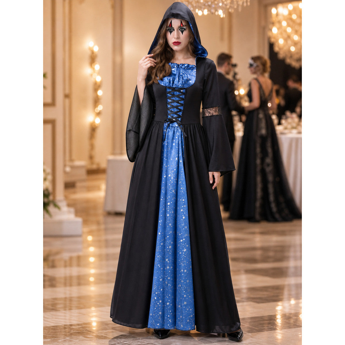Costume with Hood, Lace-Up Details, and Stars