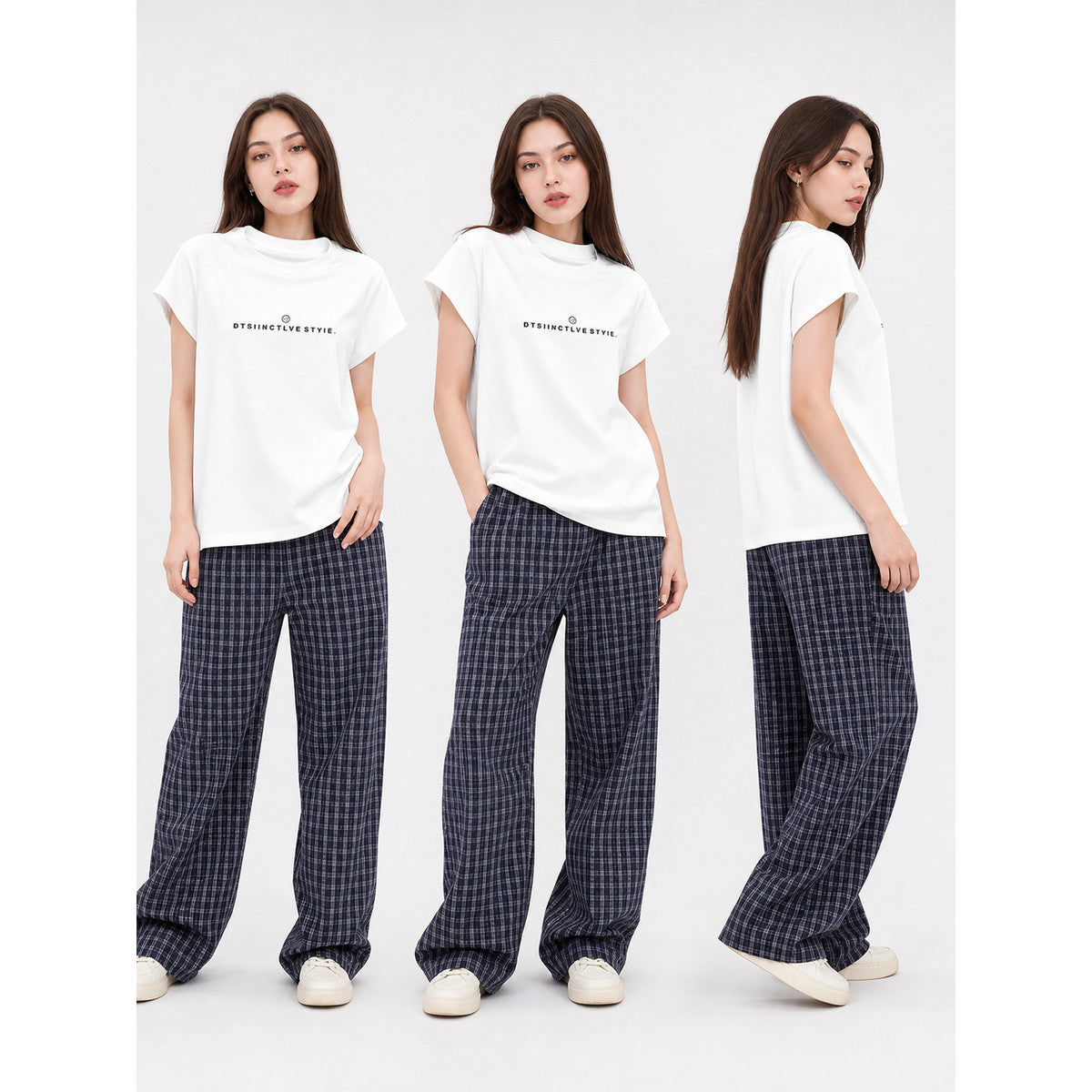 Women's summer printed T-shirt, loose fit lifestyle view