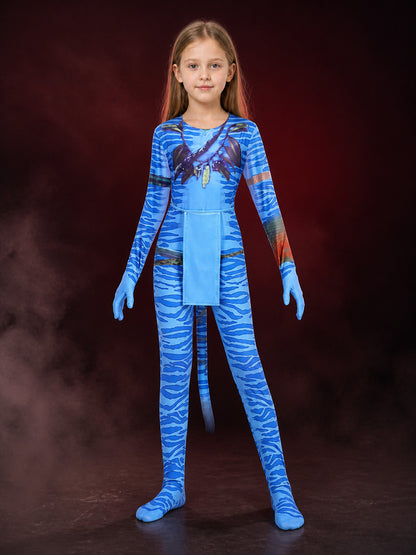 Avatar Costume, Form-Fitting Jumpsuit with Blue Patterns for Cosplay main product view
