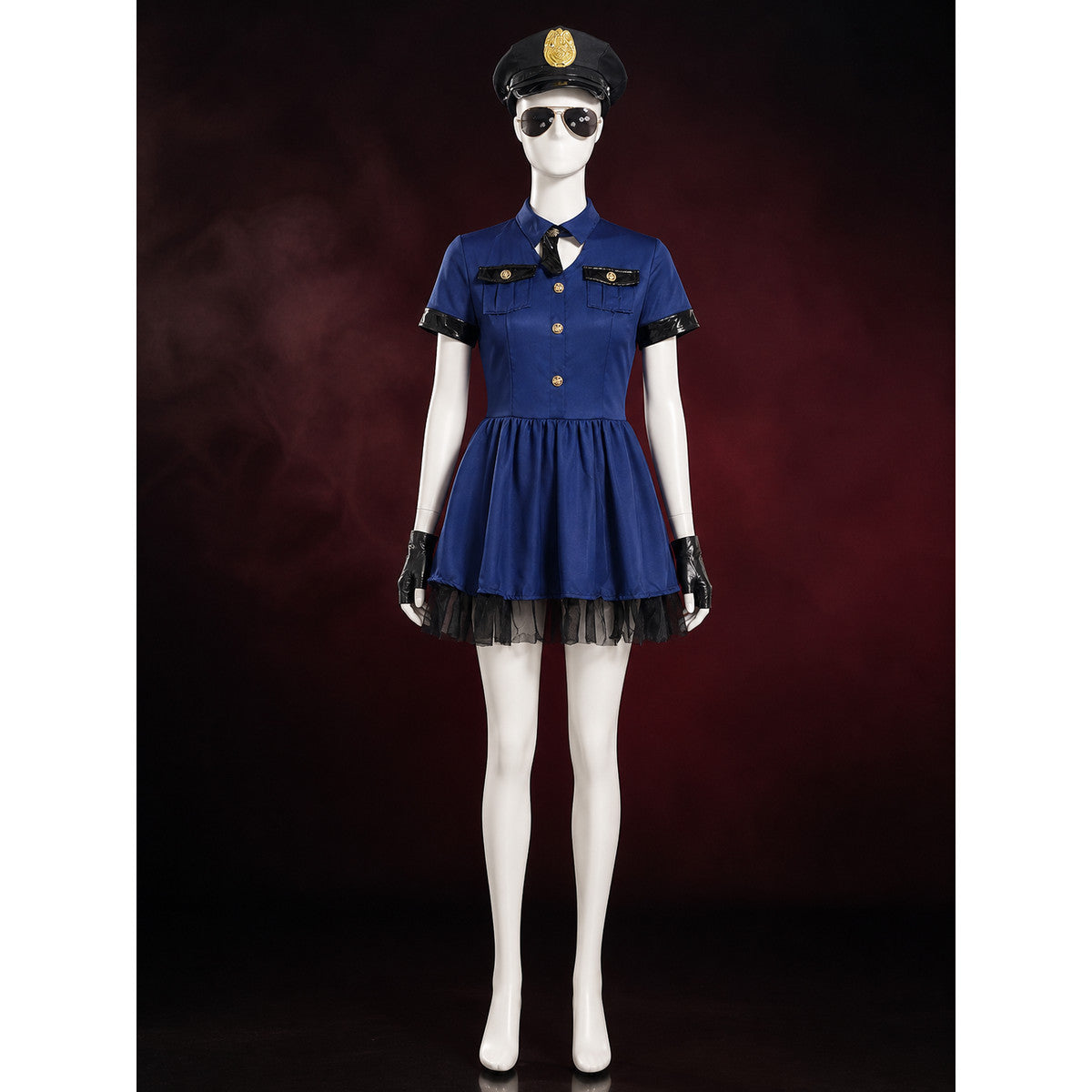 Women's Police Officer Costume Dress, Cute Mesh Trim Halloween Party Outfit lifestyle