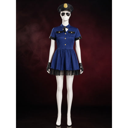 Women's Police Officer Costume Dress, Cute Mesh Trim Halloween Party Outfit lifestyle
