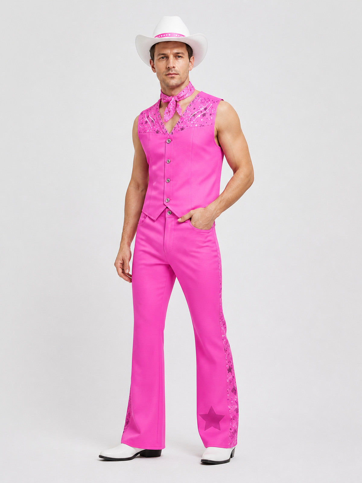 Barbie Cosplay Costume with Vest, Pants, and Hat Costume Headwear detail