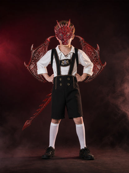 Kids Red Dragon Halloween Costume Set with Mask, Wings and Tail main product view