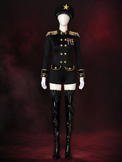 Women's Sexy Police Officer Costume Set with Hat and Gloves, Halloween Cosplay
