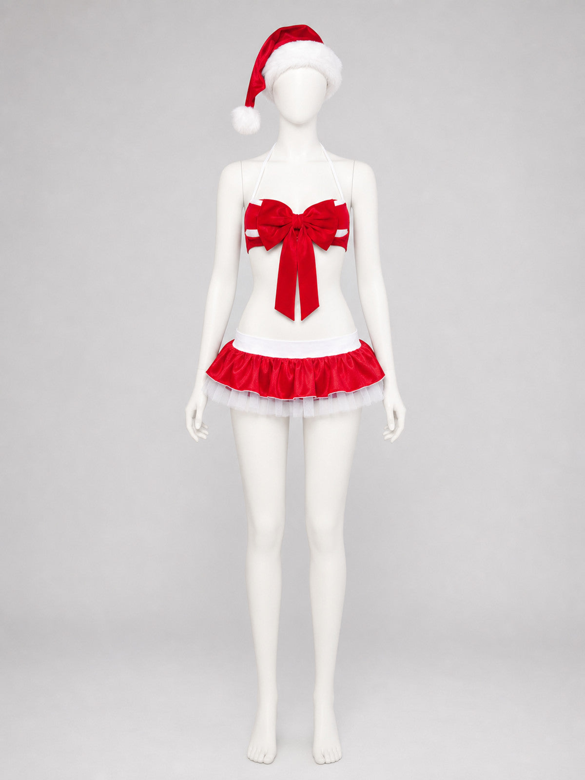 Santa Claus Christmas Costume with a Crop Top and Short Skirt