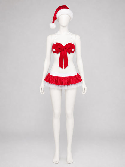 Santa Claus Christmas Costume with a Crop Top and Short Skirt