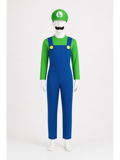Mario Cosplay Costume with Hat and Mustache