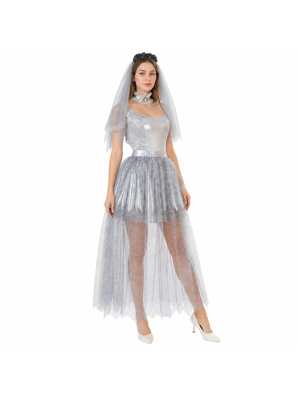 Sleeveless Dress with Layered Skirt and Uneven Hem