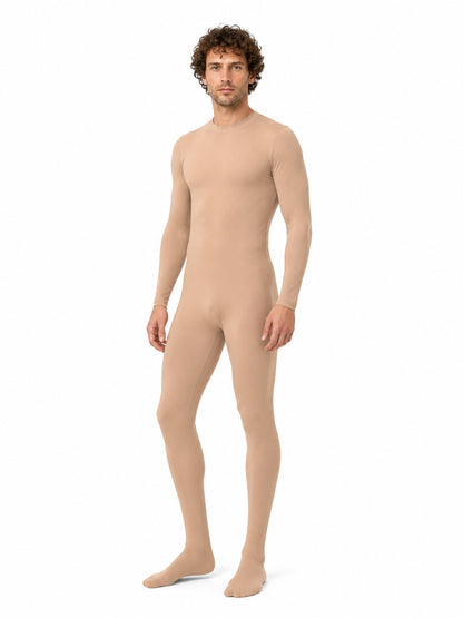 Flesh-colored zentai bodysuit with a high collar