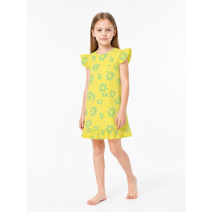 Yellow Dress with Blue Flowers for Inside Out 2 Cosplay lifestyle