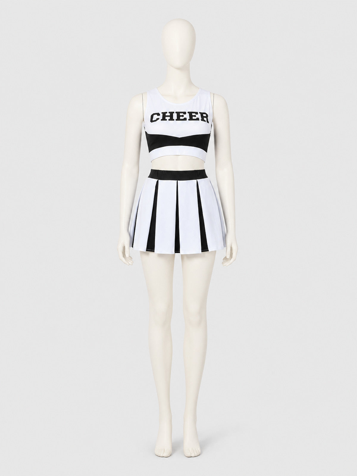 Cheerleader Costume, Top and Skirt, Black and White, S-M Costumes detail
