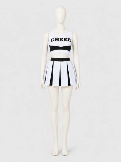Cheerleader Costume, Top and Skirt, Black and White, S-M Costumes detail