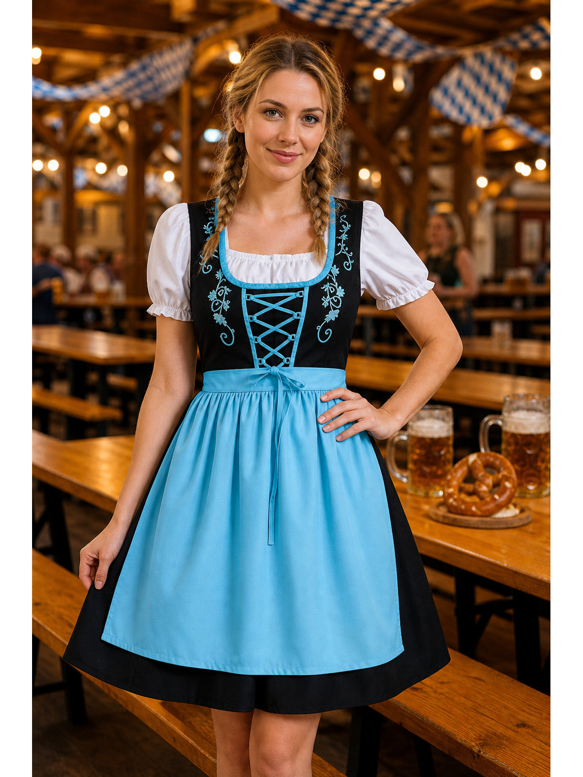 Bavarian Oktoberfest Costume — Dress with Apron lifestyle view