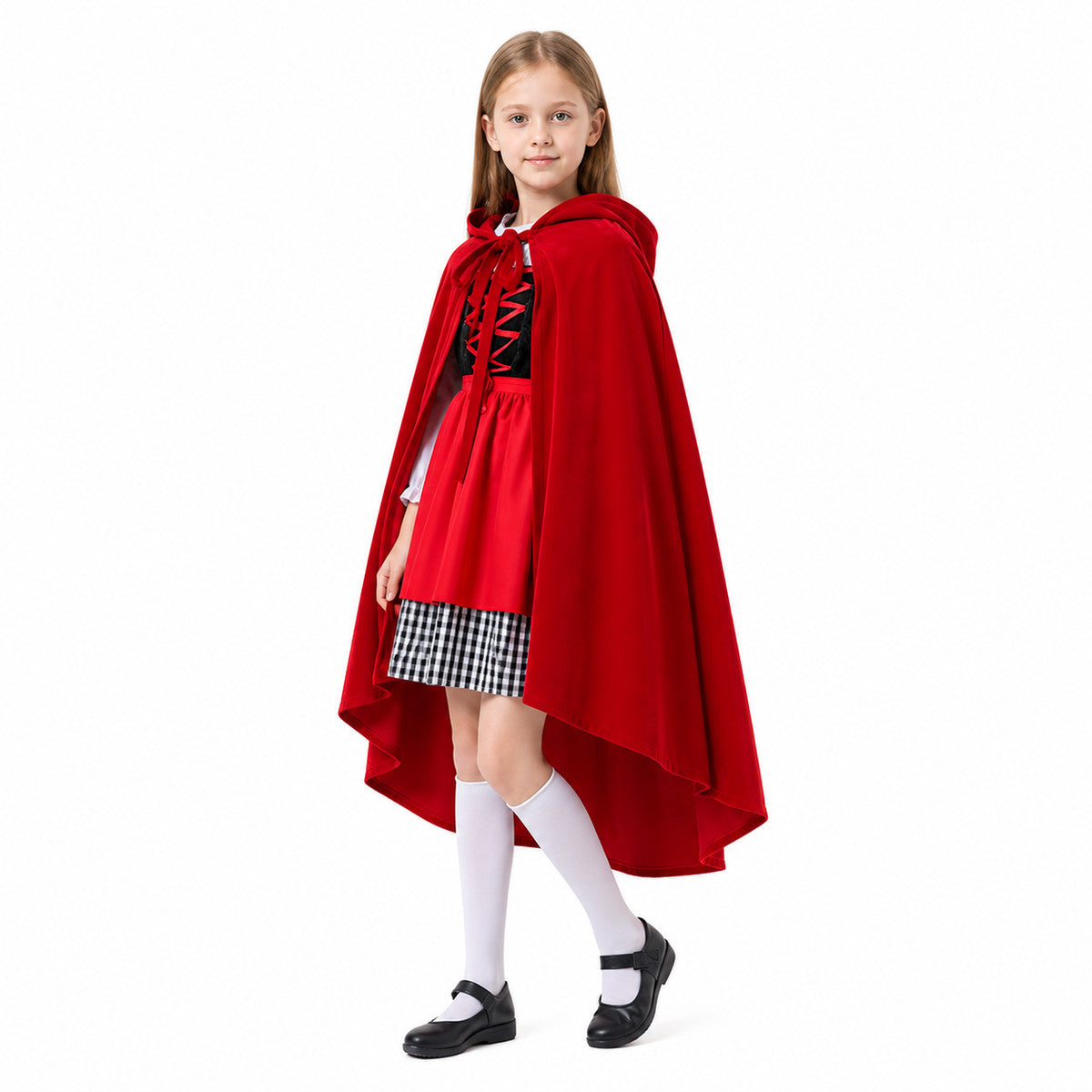 Long Red Cape Cloak with a Pointed Hood Costume Capes detail