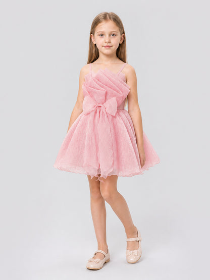 Girls' Spaghetti-Strap Dress with Bow and Full Skirt Costume Dresses detail