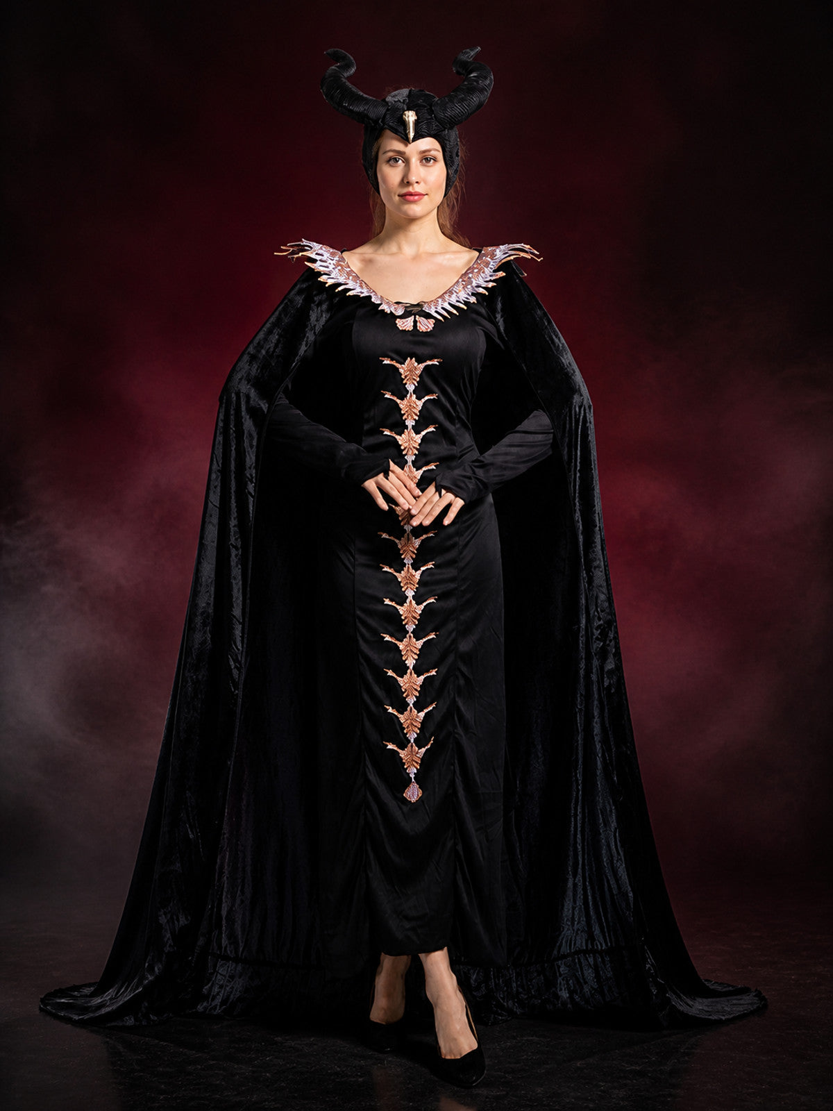 Gothic Halloween Witch Costume with Cape